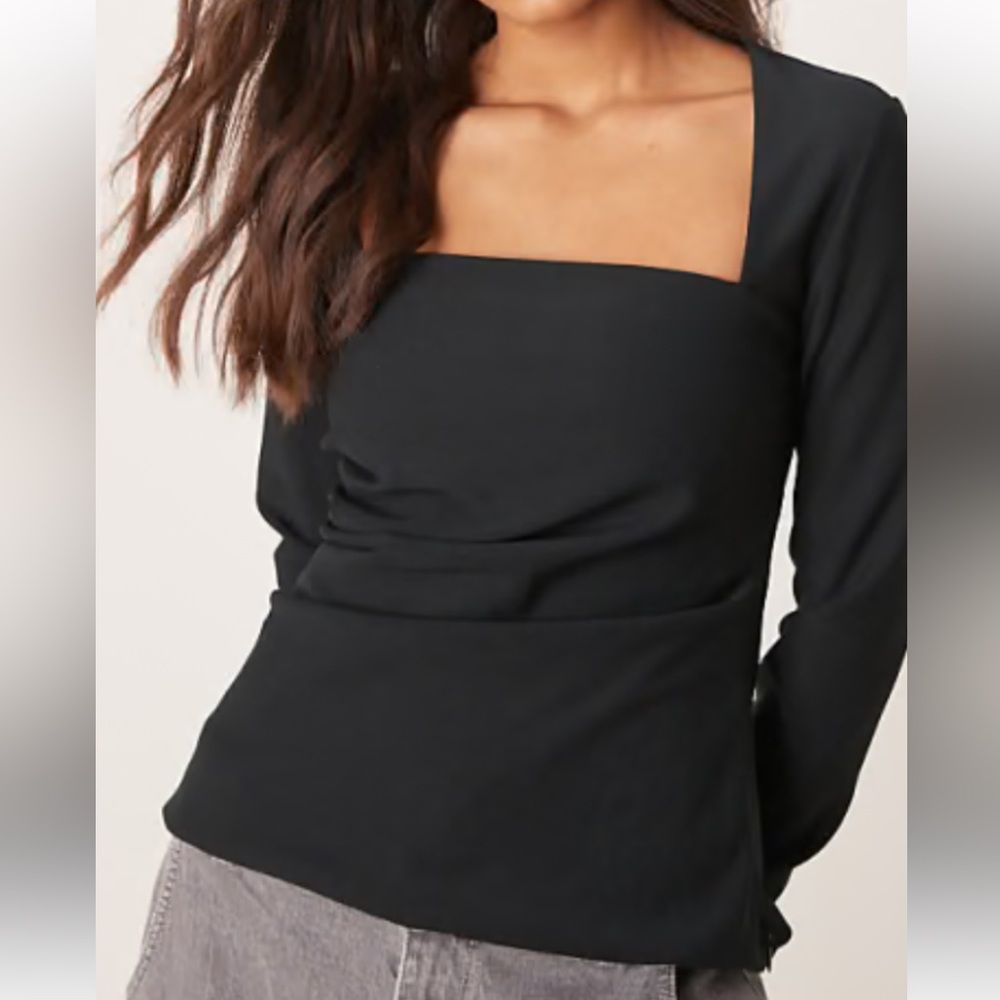 Abercrombie & Fitch Black Draped Blouse